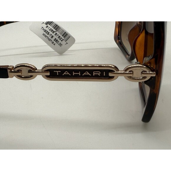 Tahari TH933 TS Oversize Butterfly Sunglasses Gold Brown Tortoise Gradient Lens main image 11